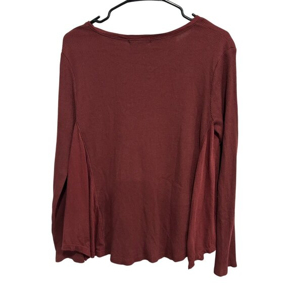 Threads 4 Thought Rust Red Organic Cotton Modal Long Sleeve Ribbed Top Sz S - Picture 2 of 10
